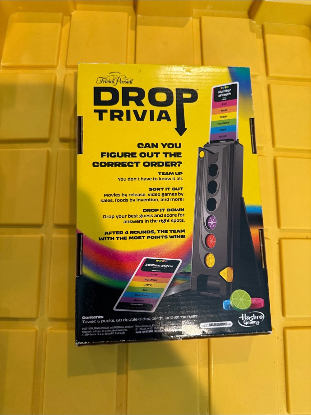 NIB Trivial Pursuit Drop Trivia Board Game - Black & Yellow - Picture 2 of 2